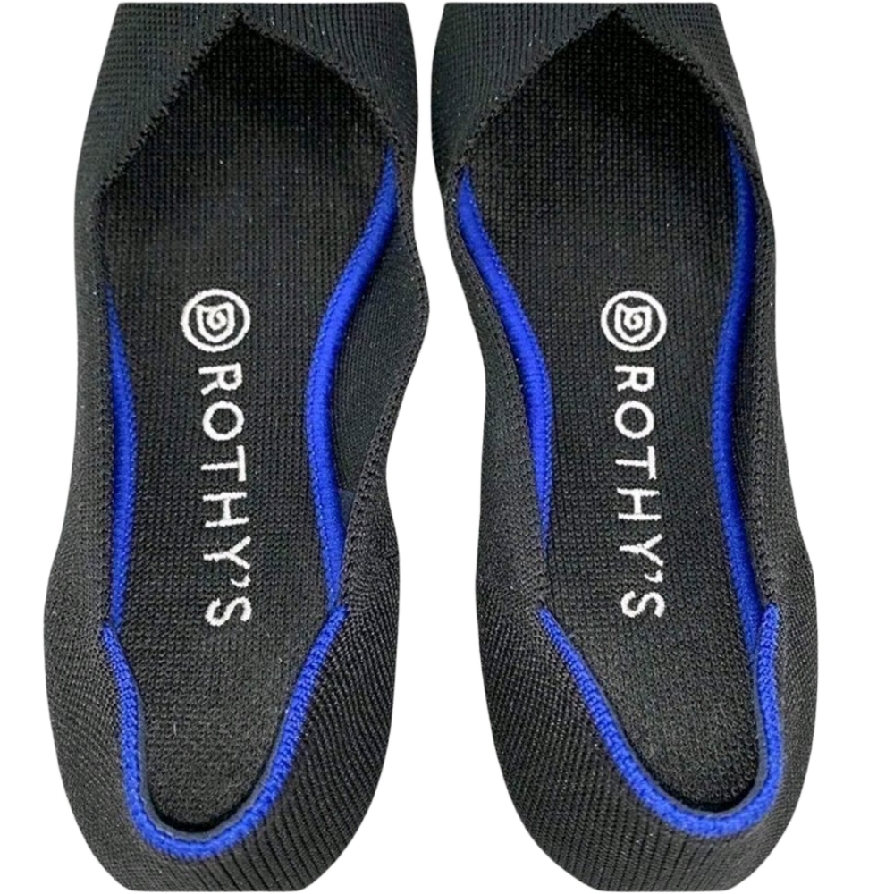 Rothy's Round Toe Black Ballet Flats Slip On Shoes SIZE US W9.5 - Picture 8 of 14